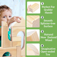 Migargle 64-piece large hardwood building blocks set in a wooden storage tray - view 2