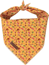 Summer Dog Bandana, UP URARA PUP Strawberry Triangle Bid Scarf for Medium Large Dogs, Cotton - Hedgehog Mushroom B / S