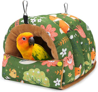 Wontee Bird Nest House Winter Warm Snuggle Hut Bird Bed Hanging - Large / Green