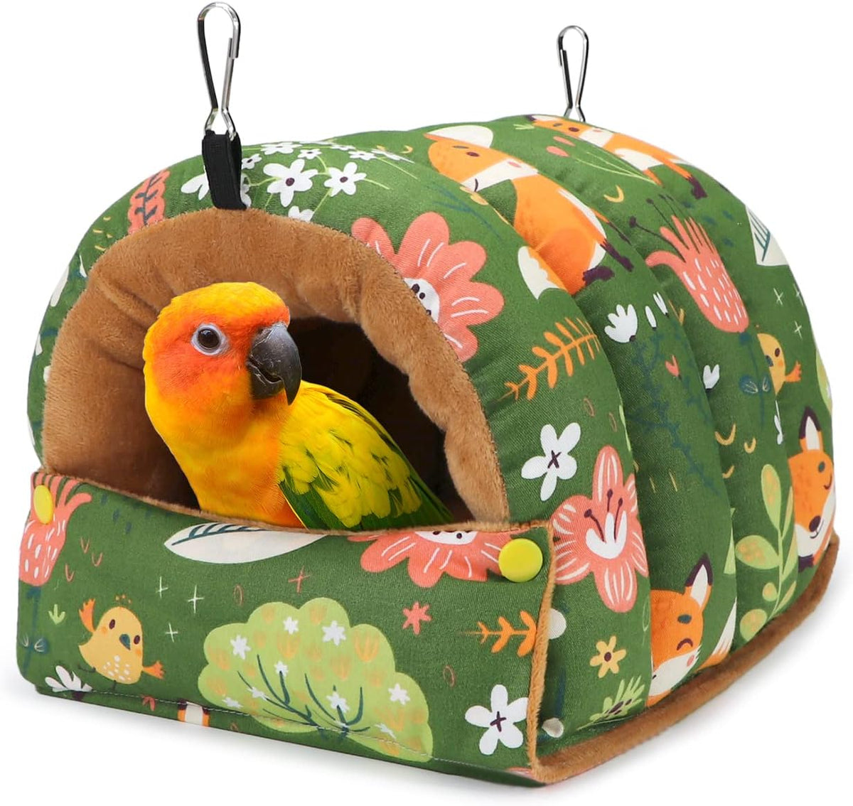 Wontee Bird Nest House Winter Warm Snuggle Hut Bird Bed Hanging - Large / Green