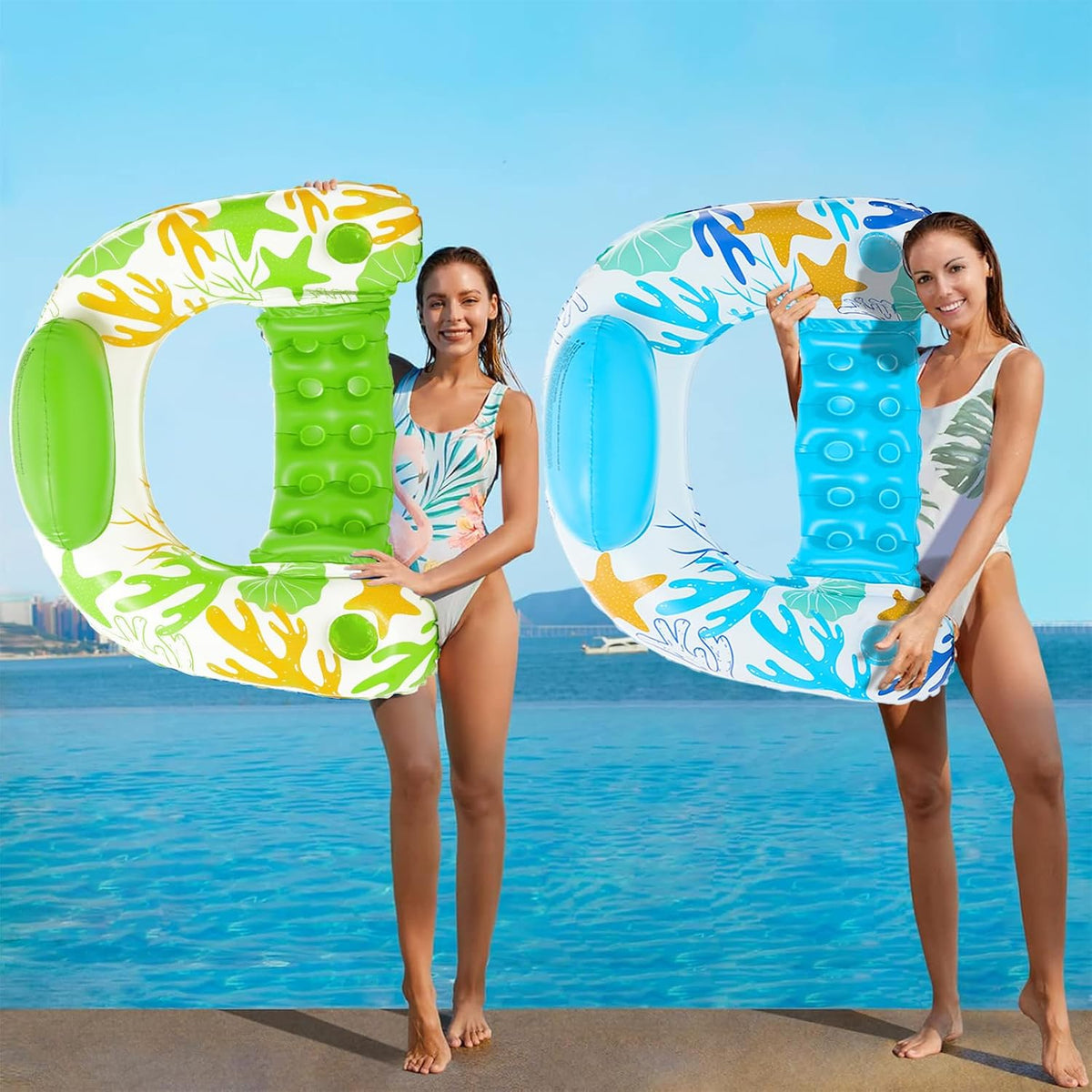 Jasonwell Inflatable Pool Float Chair - SeaBlue+Green / X-Large / 2 - image 2