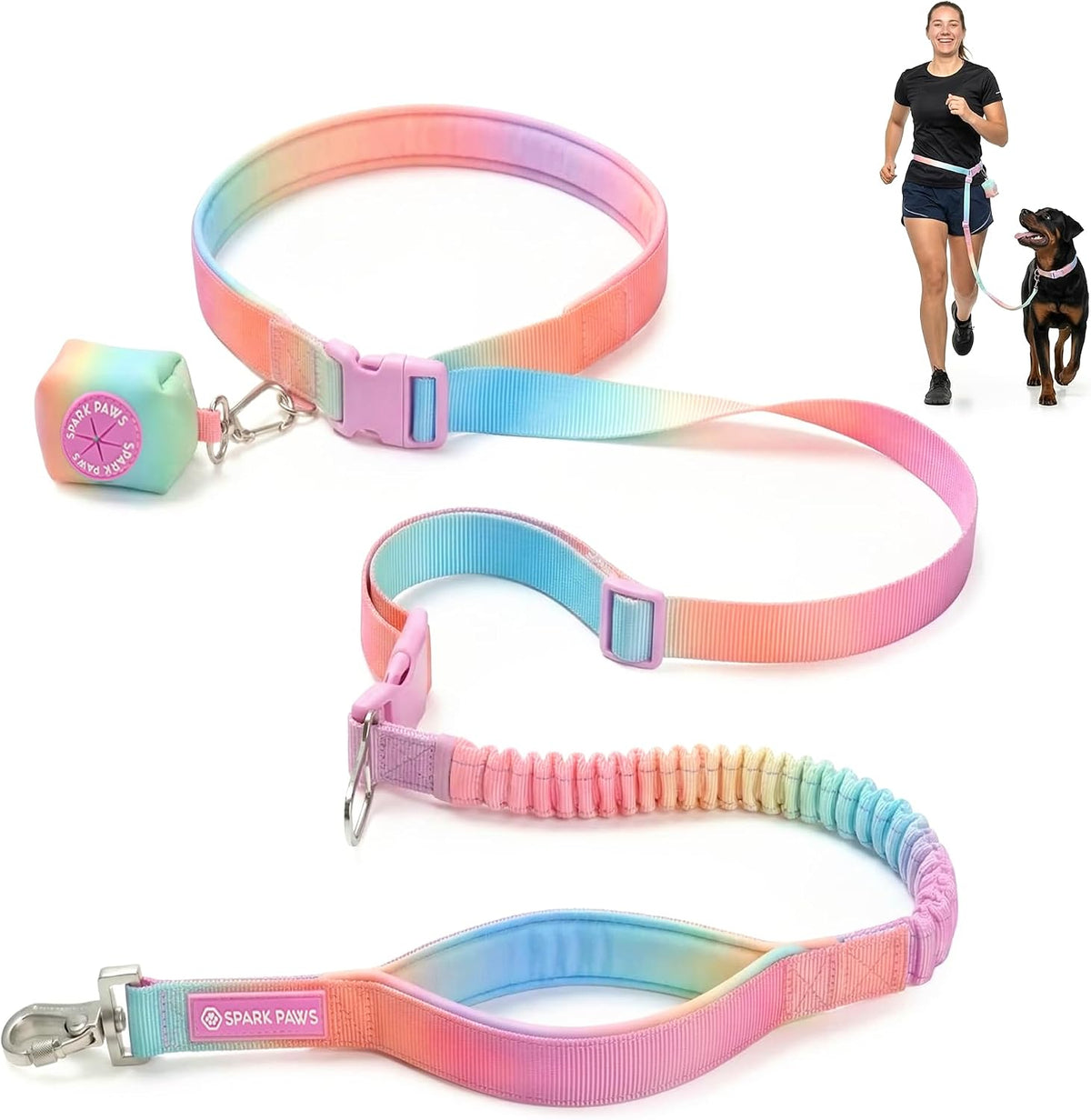 Spark Paws Hands Free Dog Leash - Pastel Icing