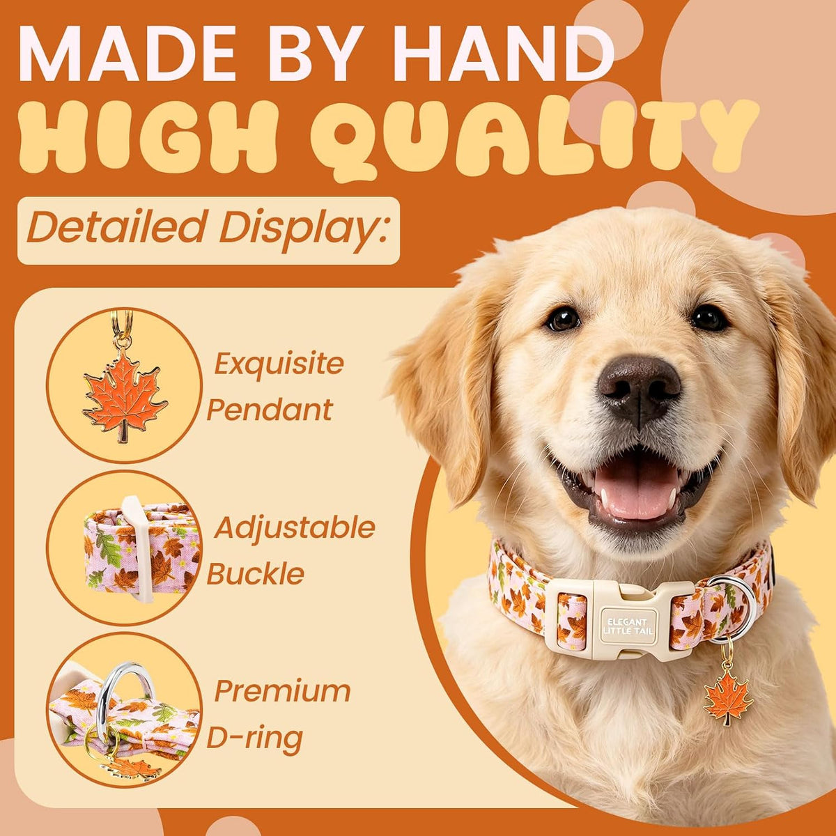 Elegant little tail Dog Collar - Fall- MapleLeaf / X-Small (Pack of 1) - image 2