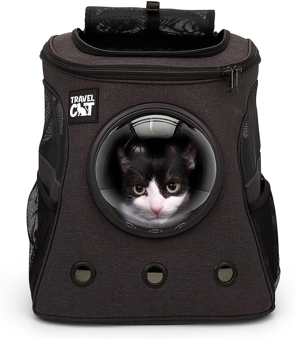 Fat Cat Backpack Carrier - Airline Approved Cat Carrier with Space Capsule Bubble for for Small - 15.8"L x 14.4"W x 17.7"H