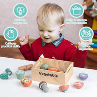 kienvy 10-piece wooden meat and fish play food set with storage box - view 11