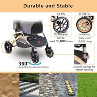 Pettingzoo Dog stroller with 4 Wheels, Folding Cat Stroller for Small/Medium/Large dogs & cats to 60 lbs, pet stroller with removable carrier, Storage BasketCup Holder,3 in1 Multifunctional Detachable