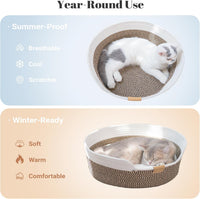 Handwoven Cat Basket Bed Cooling for Indoor Cat with Cushion – Essentials for Cats - Brown - image 2