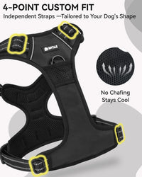 Joytale No Pull Dog Harness & Seat Belt, Easy On 3-Buckle, L - Black / Large - image 4
