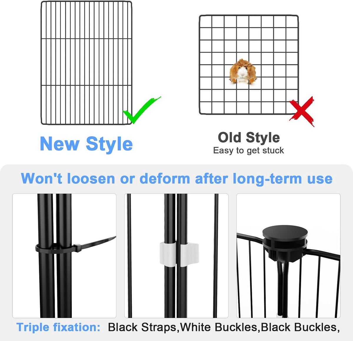 Guinea Pig Cage with Top Cover & 12 Panels - 24 Panels-with roof / Black - image 4