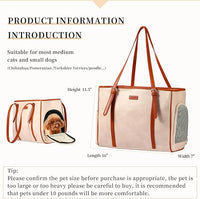 Fashion Dog Purse Pet Carrier Leather Bag for Small Dogs Cats Puppy, Portable Tote Bag Airline Approved Soft-Sided Carriers (Beign)