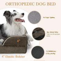 Comfort Expression Large Dog Beds Waterproof Orthopedic Foam Dog Sofa Beds Comfy Pet Bed with Washable Removable Cover & Non-Slip Bottom(Large,Dark Green)