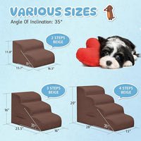 Dog Stairs & Steps for High Beds, 2 Steps High Density Foam Waterproof Dog Ramp for Small Dogs and Cats, Pet Stairs with Washable Cover for Bed, Couch, Sofa and Car, Coffee (H: 11.8")