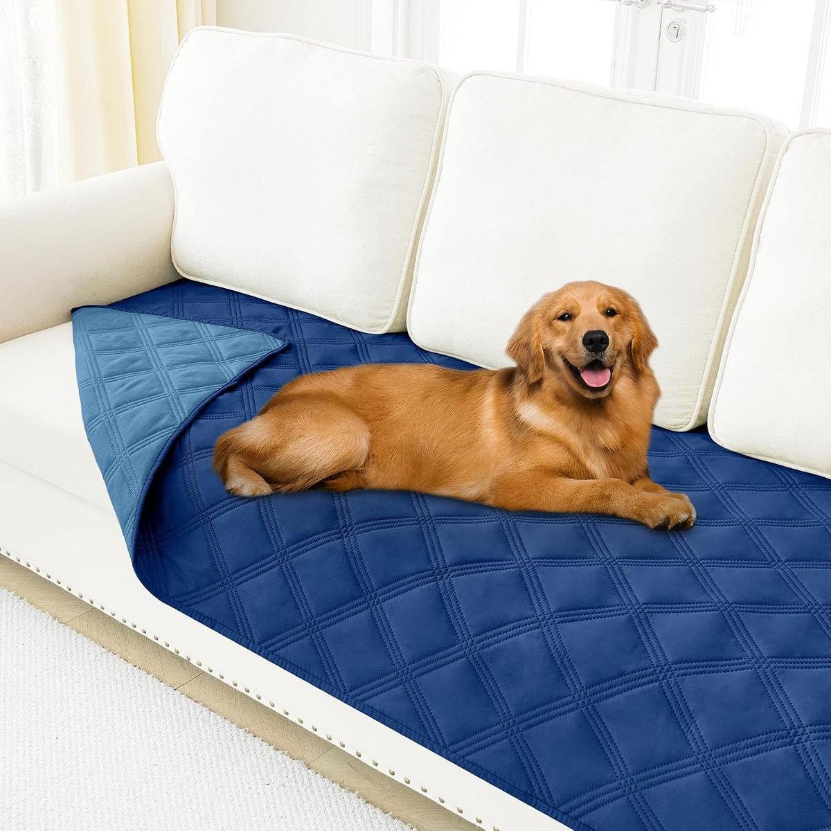Smiry Waterproof Dog Bed Cover - Navy/Blue / Lattice / 40x70