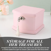Ballerina Musical Jewelry Box with Mirror for girls，Kid's Jewelry - pink-small - image 4