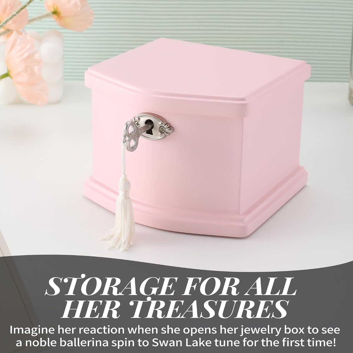 Ballerina Musical Jewelry Box with Mirror for girls，Kid's Jewelry - pink-small - image 4