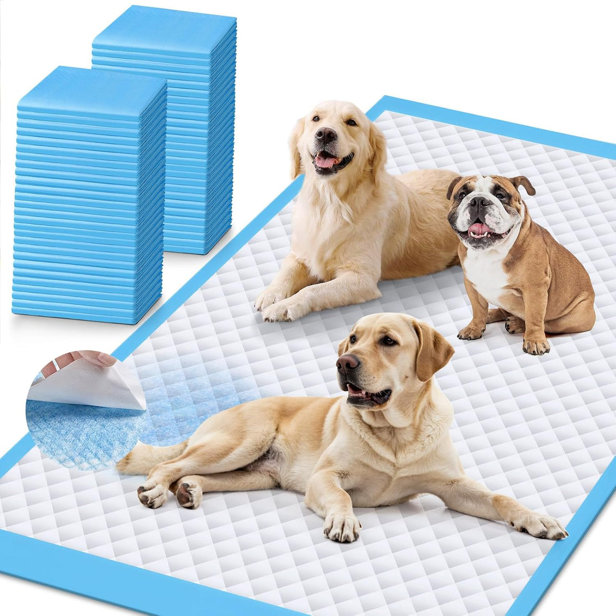 Enormous 37"x 54" Dog Training Potty Pads - 31"x47" Blue