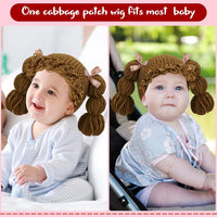 Halloween Cabbage Costume Yarn Wig - Brown 1 / Loop Pigtails - image 3