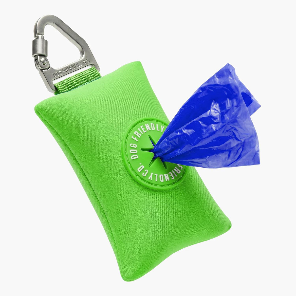 Dog Friendly Co. Poop Bag Holder for Leash, Dog Waste Bag – Essentials for Dogs - Neon Green