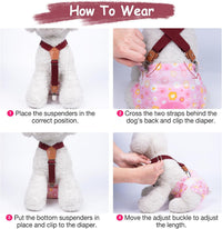 Pet Soft Dog Suspenders 2 Pieces Female Dog Diaper Suspenders - Brown & Burgundy / X-Small/Small - image 3
