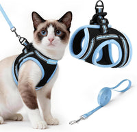 rabbitgoo Cat Harness and Leash Set, Step-in Soft Vest - L / Black & Light Blue