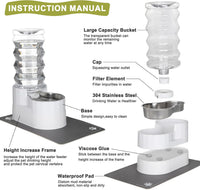 RIZZARI 8L Elevated Dog Water Dispenser: Gravity Waterer for Large - Bright White / 8L - image 3