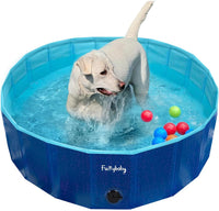 Furrybaby Foldable Dog Pool Non-Slip Hard Bath Tub Indoor Outdoor - 32*9inch / Navy