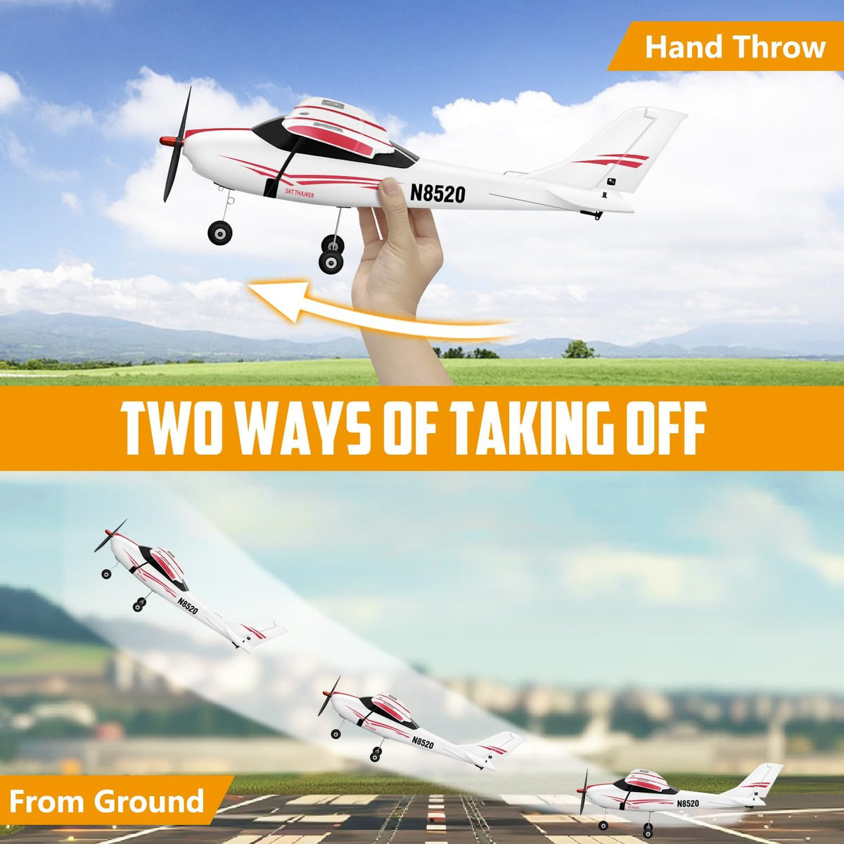 HAWK'S WORK 2 CH RC Airplane, RC Plane Ready to Fly - 4ch-white-brushless - image 3