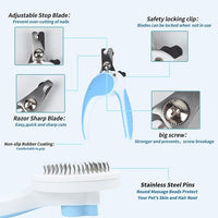 2PCS Pet Grooming Kit, Cat Brushes & Cat Nail Clipper, Cat Grooming Brush for Sedding and Grooming Fur（Blue）