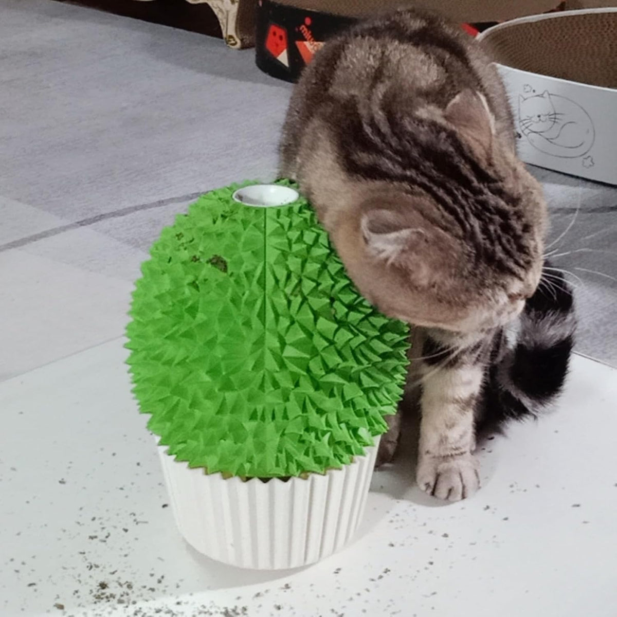 Cat Face Scratcher Wall Corner Massage Comb, Self Grooming Brush – Essentials for Cats - green - image 2