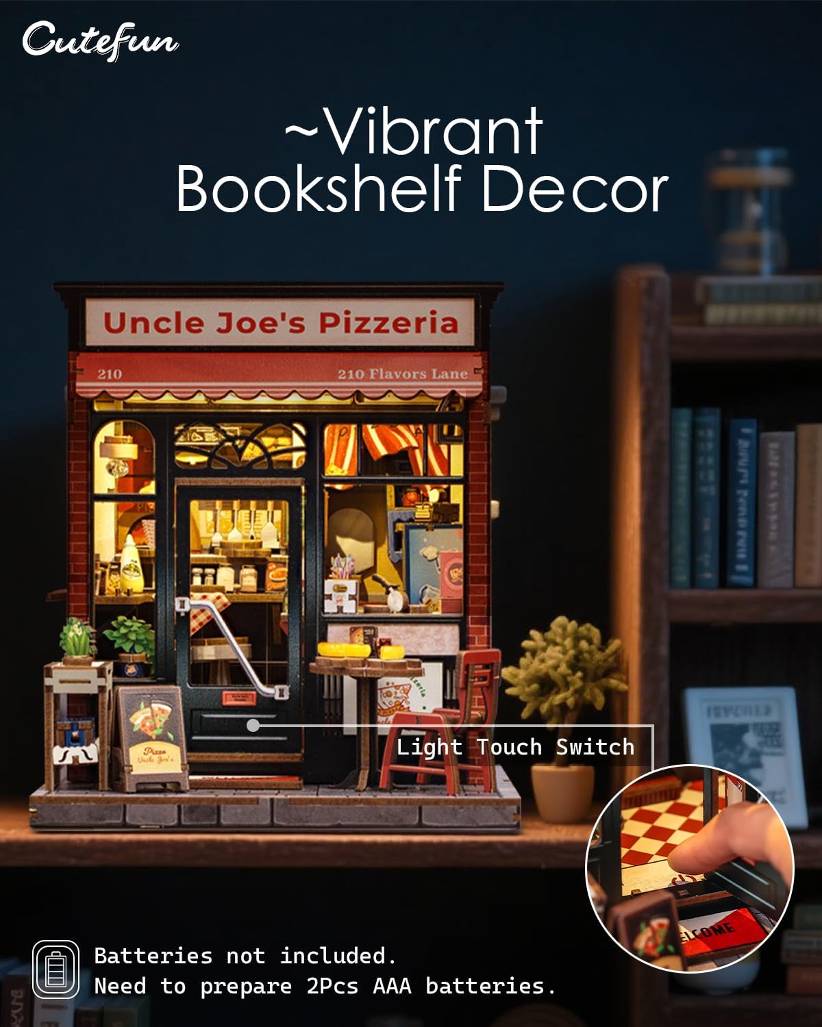 Cutefun Book Nook Kit, Bach Strings Musical Instrument Store - Uncle Joe's Pizzeria - image 3