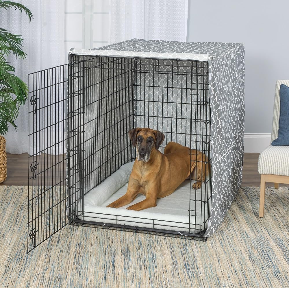 MidWest Homes for Pets Medium Dog Crate Cover - Gray Geometric Pattern / Fits 54-Inch Crate - image 3