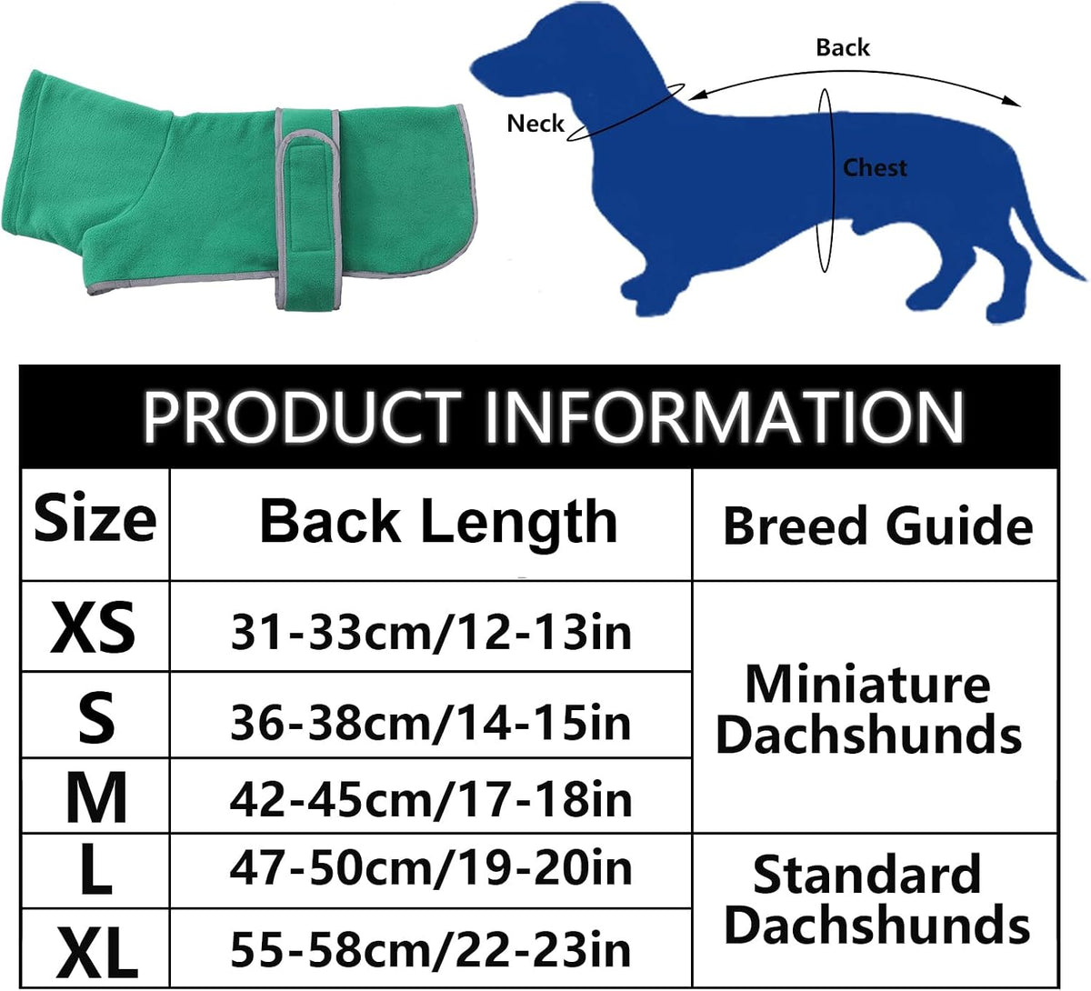 Dachshund Sweaters, Dachshund Coat Perfect Dog Winter Coat with Padded Fleece Lining - Large / Green - image 4