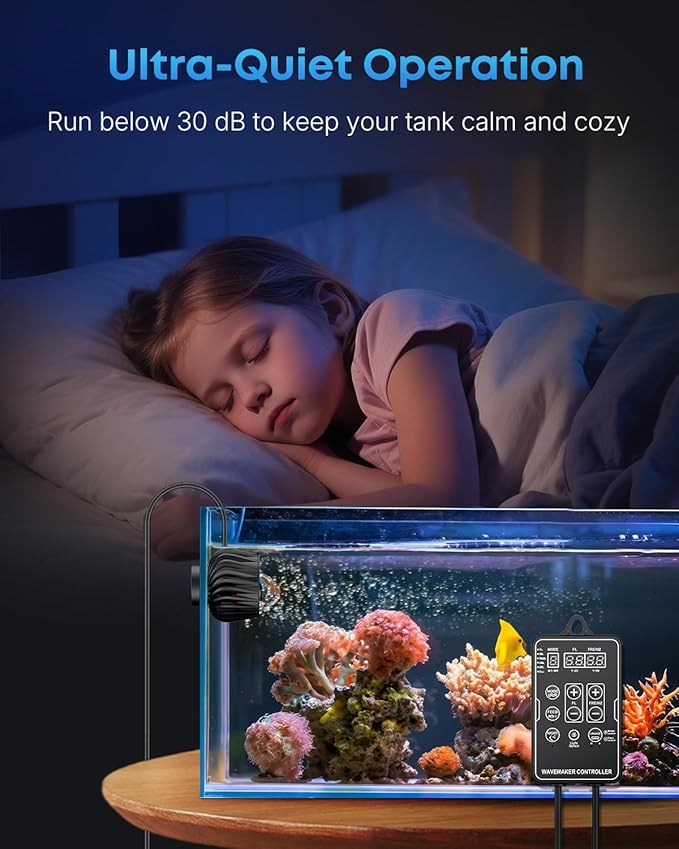 Pawfly 2100 GPH Wave Maker for Aquarium, DC 24V 10W Aquarium Powerhead with LED Controller, Quiet Submersible Wavemaker, Water Circulation Pump for 30-300 Gallon Freshwater Saltwater Tank