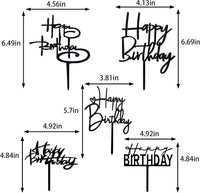10 PCS Black Happy Birthday Cake Topper Acrylic Cupcake Topper - Black - image 2