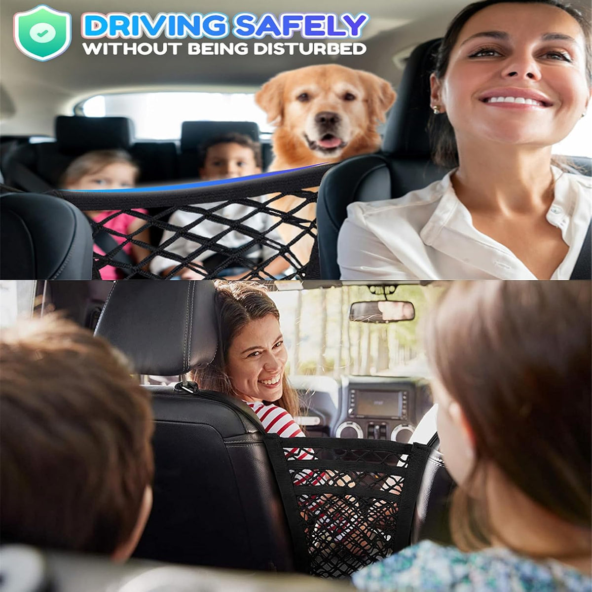 DYKESON Dog Car Net Barrier with Mesh Organizer - 11.7 in × 11.7 in - image 2