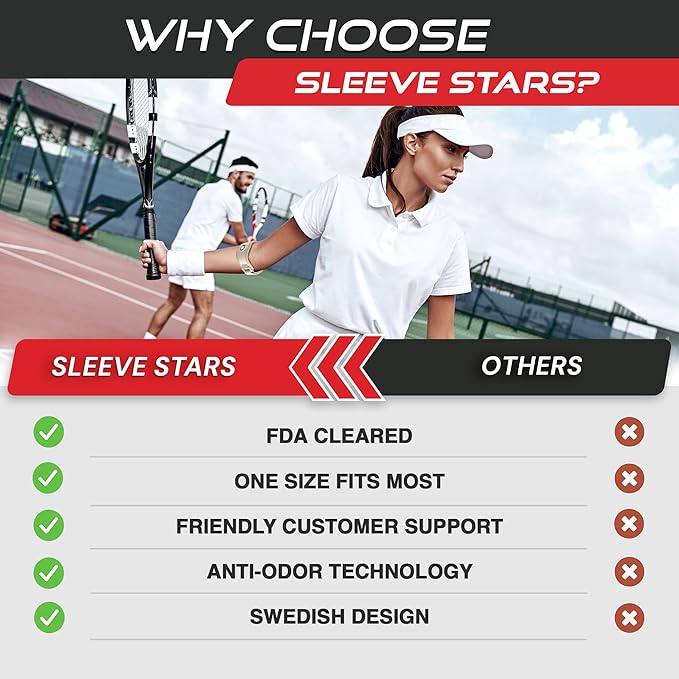 Sleeve Stars Tennis Elbow Brace for Men & Women, Tendonitis Elbow Brace & Strap Golfers Elbow Brace Counterforce Band for Tendon Pain Relief & Support for Forearm w/ 3 Straps Fits 9-23" (Single) (2, Beige, One Size)