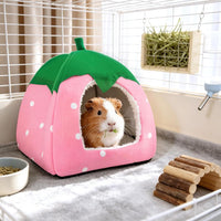 Guinea Pig Hideout Bed, Dwarf Rabbit House Cave – Daily Care for Small Pets - Pink - image 2