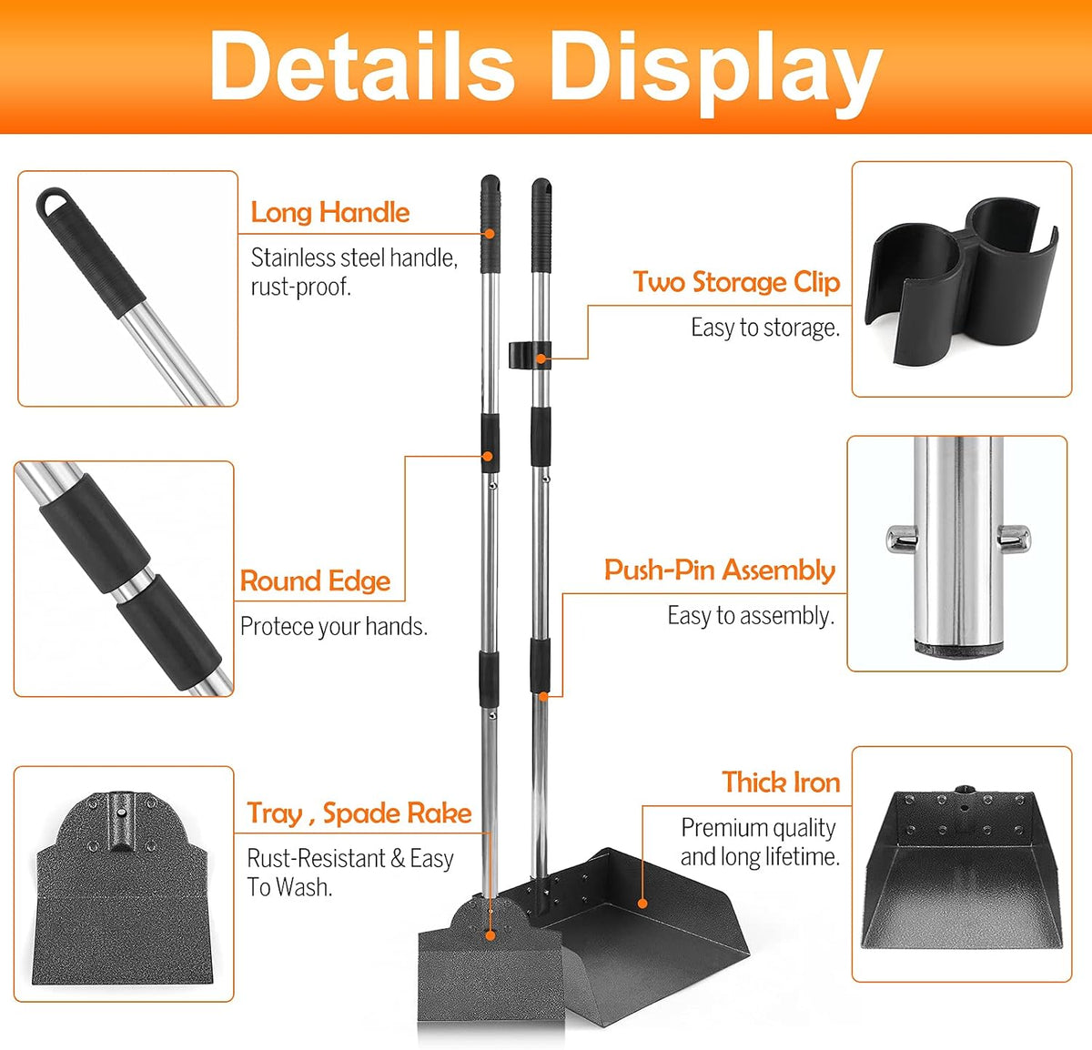 Dog Pooper Scooper, Metal Tray & Spade Set, Tray & Spade - Large - image 3