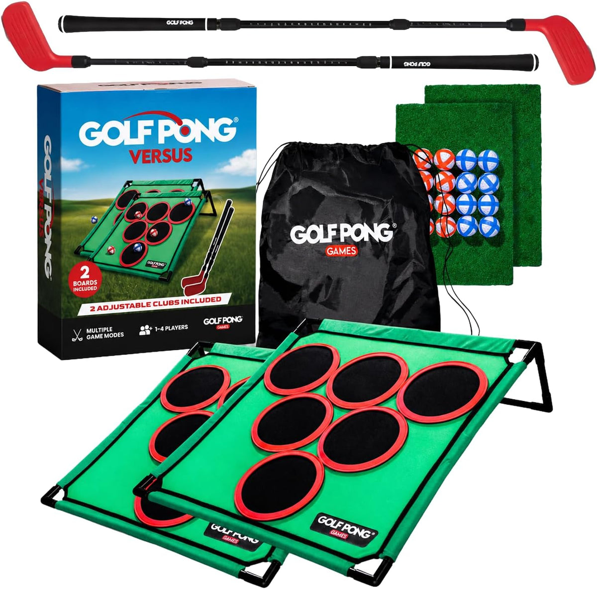 Golf Pong Chipping Game for Men & Women, 1 Board – Fun for Kids & Family - Golf Pong Versus Edition (2 Pack)