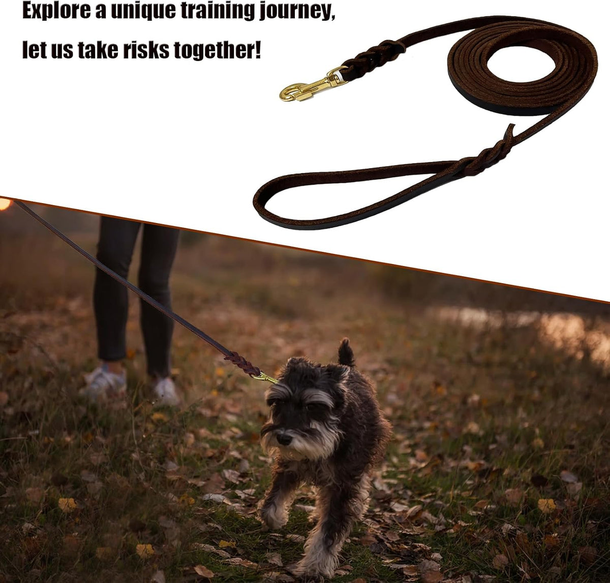 LWBMG Long Leather Dog Leash 10ft, Long Line Pet Leashes - 30ftx1/2'' / Brown - image 4