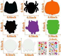 Halloween foam craft kit with pumpkin, cat, witch and ghost boards and stickers - view 2