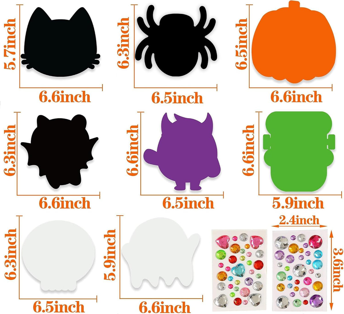 Halloween foam craft kit with pumpkin, cat, witch and ghost boards and stickers - view 2