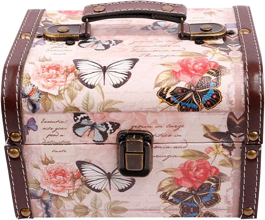WaaHome Treasure Box 7.1'' British Flag Decorative Wooden Jewelry - Buttefly