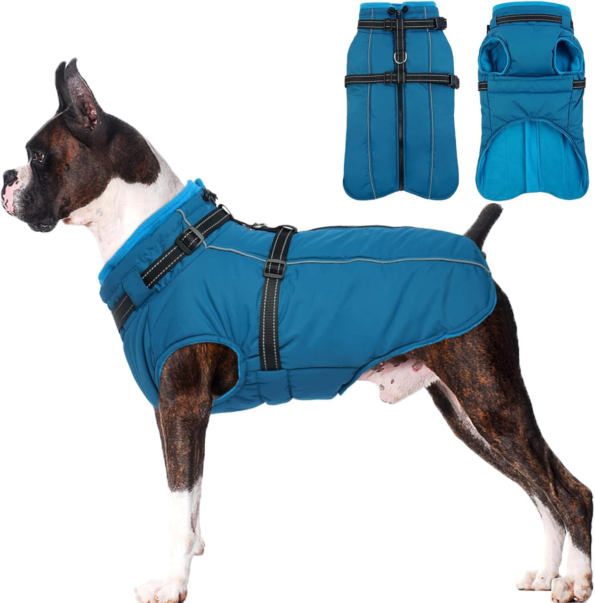 Dog Coat for Large Dogs Waterproof Dog Jacket with Harness Built in – Essentials for Dogs - Large / Blue