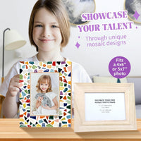 goldentime DIY mosaic picture frame kit with wooden frame, tiles, glue and grout - view 8