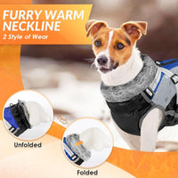 SlowTon Dog Jacket with Harness - Blue & Black / X-Large (Chest 25.0"-29.0") - image 2