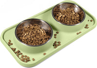 L.D.Dog Cat Food Bowls, Cat Bowls Non-Skid and Non-Spill Silicone Pads with PP Stand, Removable - Olive Green
