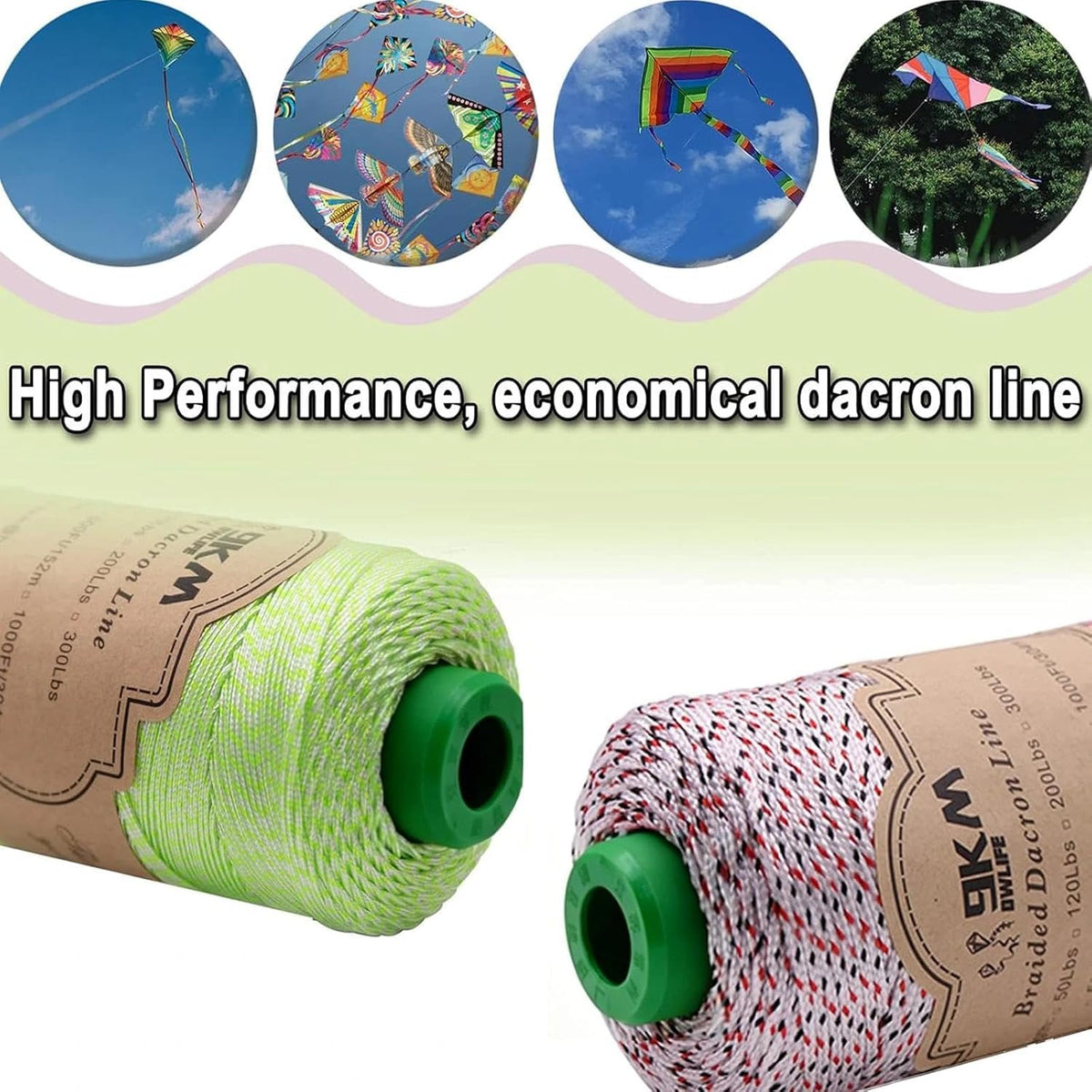 9KM DWLIFE braided dacron kite string in red polyester line - view 6