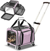 Airline Approved Expandable Premium Pet Carrier on Wheels - PINK