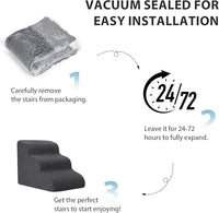 Dog Stairs for High Beds with Tunnel, 5-Step Dog Steps for Small Dogs and Cats, Foldable Pet Stairs for High Bed Climbing, Non-Slip Balanced Pet Step Indoor, Dark Grey